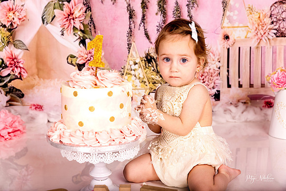 cake smash bohemian set up celebration time family photo time