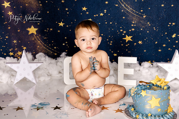 twinkle star cake smash decor family and kids photography london