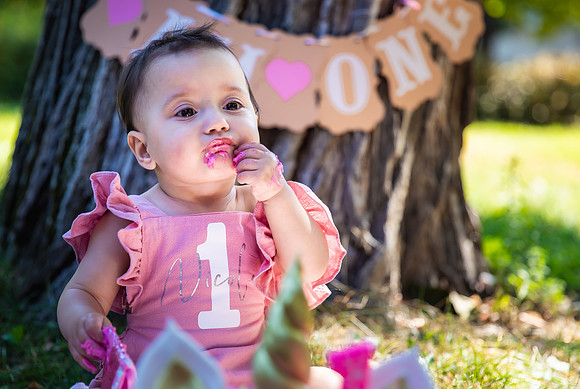 outdoor birthday party baby girl photography